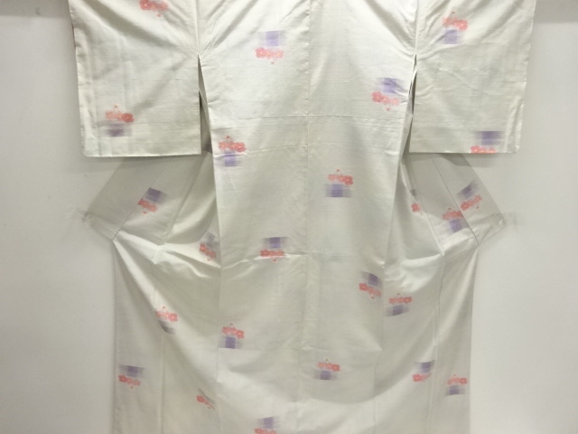 JAPANESE KIMONO / UNUSED TSUMUGI / WOVEN FLOWER